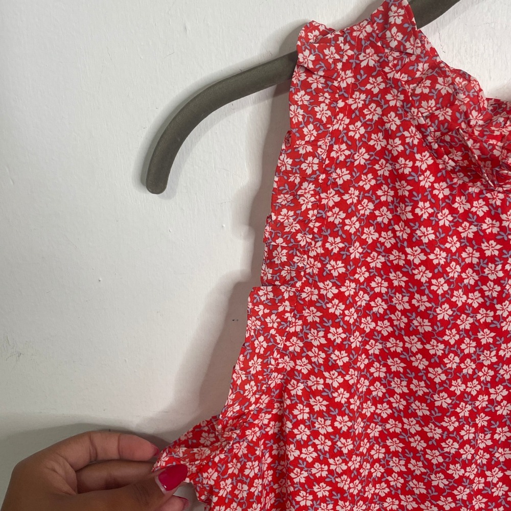 Staccato Red Floral Ruffle Sleeveless Blouse Top Small Floral Boutique - Picture 4 of 9